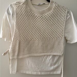 Zara Cream Knit Layered Top